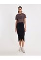 Falda Midi Cruzada En Plush  Para Mujer Negro Atmos de Atmos