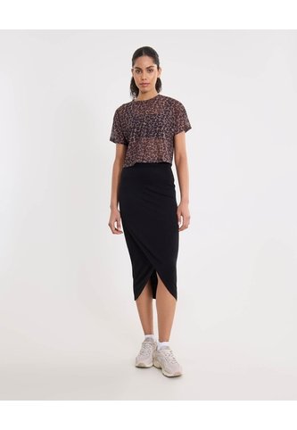 Falda Midi Cruzada En Plush  Para Mujer Negro Atmos Atmos