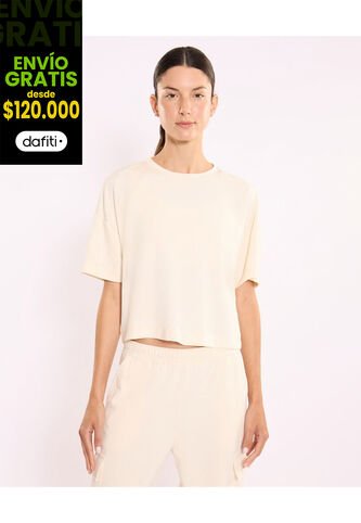Camiseta Para Mujer Manga Corta Cuello Redondo Color Crema Marca Atmos #31090284 Atmos