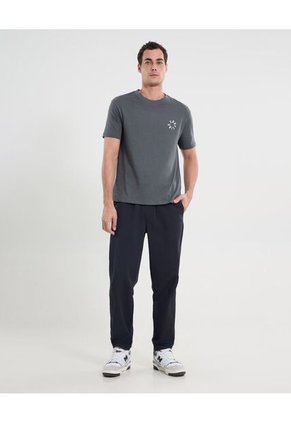Camiseta Manga Corta Con Screen  Para Hombre Gris Atmos