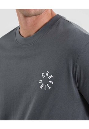 Camiseta Manga Corta Con Screen  Para Hombre Gris Atmos