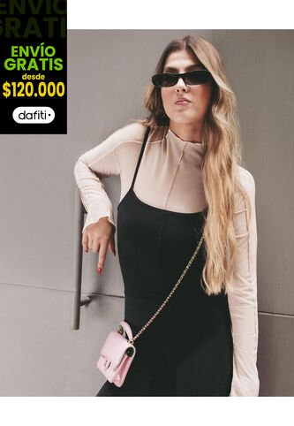 Camiseta Para Mujer Manga Larga Cuello Redondo Color Piel Marca Atmos #31090341 Atmos