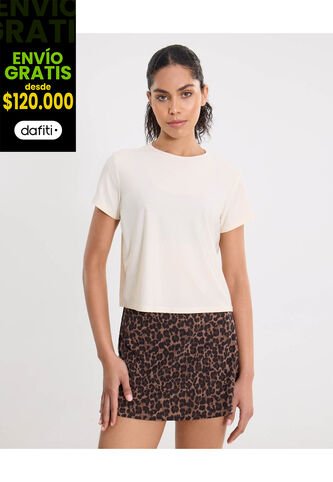 Camiseta Para Mujer Manga Corta Cuello Redondo Color Beige Marca Atmos #31090294 Atmos