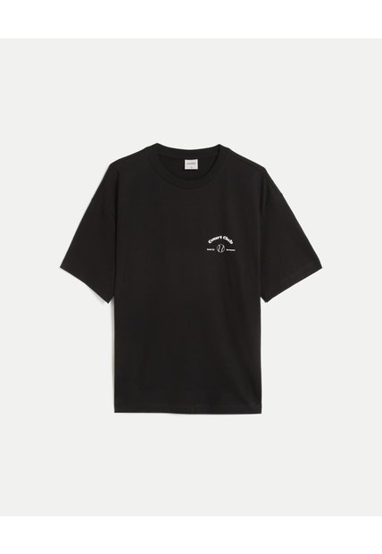 Camiseta Manga Corta Relaxed Fit  Para Hombre Negro Atmos
