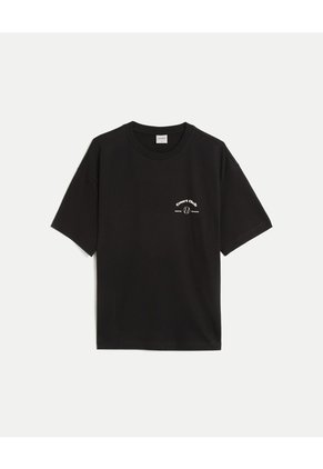 Camiseta Manga Corta Relaxed Fit Para Hombre Negro Atmos