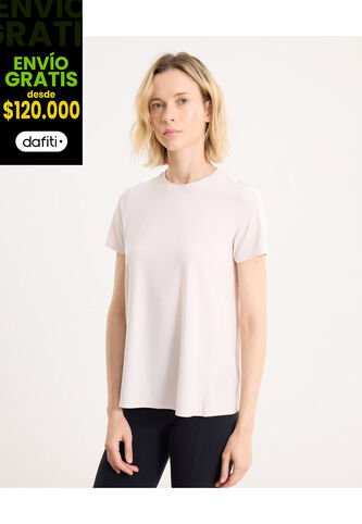 Camiseta Para Mujer Manga Corta Cuello Redondo Color Beige Marca Atmos #31090235 Atmos