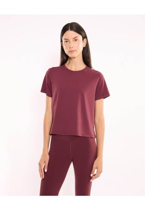 Camiseta Manga Corta Boxy Para Mujer Vino Atmos