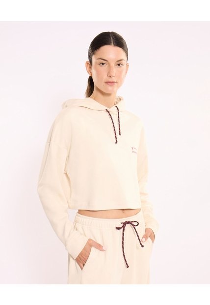 Hoodie Burda Suave Con Estampado  Para Mujer Crema Atmos