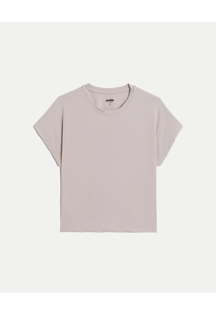 Camiseta Manga Corta Boxy  Para Mujer Gris Atmos