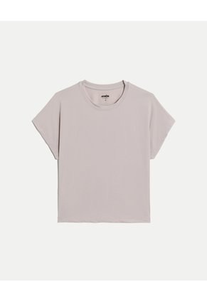 Camiseta Manga Corta Boxy Para Mujer Gris Atmos