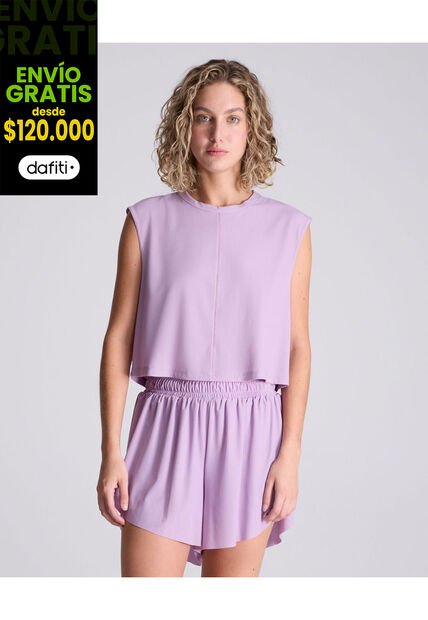 Camiseta Para Mujer Manga Corta Color Lila Marca Atmos #31090151