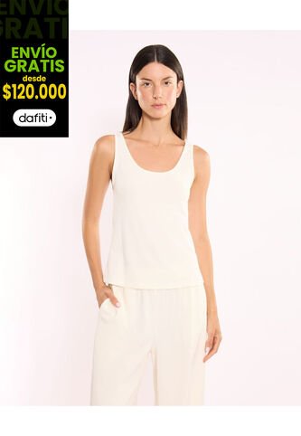 Camiseta Para Mujer Manga Sisa Cuello Redondo Color Marfil Marca Atmos #31090266 Atmos