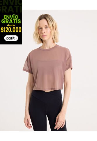 Camiseta Para Mujer Manga Corta Cuello Redondo Color Café Marca Atmos #31090303 Atmos