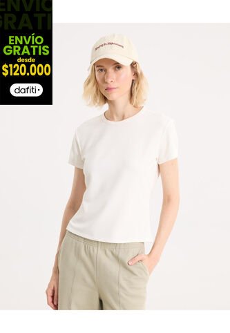 Camiseta Para Mujer Manga Corta Cuello Redondo Color Marfil Marca Atmos #31090269 Atmos