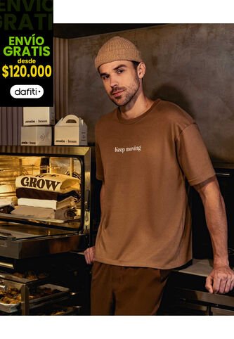 Camiseta Para Hombre Manga Corta Cuello Redondo Color Café Marca Atmos #32090247 Atmos