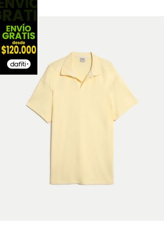 Polo Para Hombre Cuello Tejido Sin Bolsillo Color Amarillo Marca Atmos #32110011 Atmos