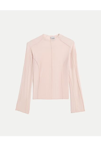 Camiseta Para Mujer Manga Larga Cuello Redondo Color Piel Marca Atmos #31090341