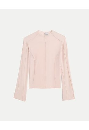 Camiseta Para Mujer Manga Larga Cuello Redondo Color Piel Marca Atmos #31090341