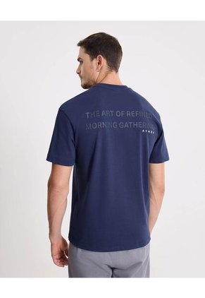 Camiseta Manga Corta Con Screen  Para Hombre Azul Atmos