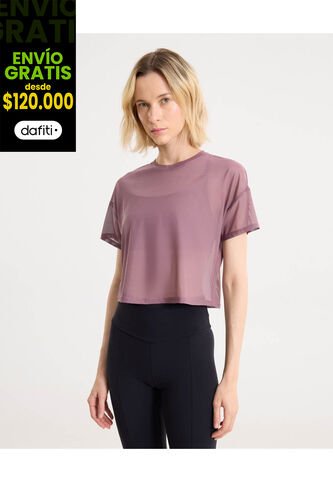 Camiseta Para Mujer Manga Corta Cuello Redondo Color Morado Marca Atmos #31090312 Atmos