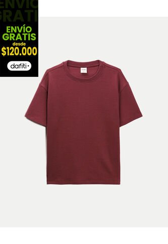 Camiseta Para Hombre Manga Corta Cuello Redondo Color Vino Marca Atmos #32090223 Atmos
