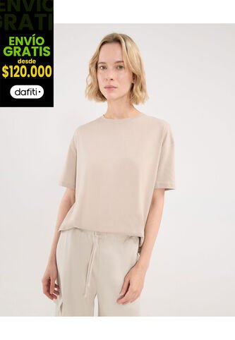 Camiseta Para Mujer Manga Corta Cuello Redondo Color Beige Marca Atmos #31090265 Atmos