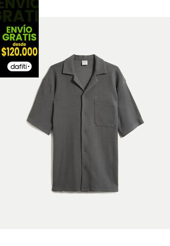 Camisa Para Hombre Sobrecamisa Manga Corta Color Gris Marca Atmos #32010002 Atmos