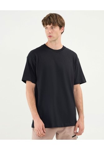 Camiseta Básica Manga Corta Oversize  Para Hombre Negro Atmos Atmos
