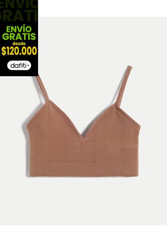 Top Para Mujer Cuello V Color Café Marca Atmos #31220158 Atmos