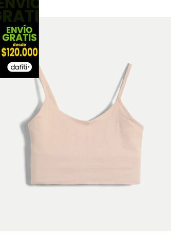Top Para Mujer Cuello Redondo Color Beige Marca Atmos #31220160 Atmos