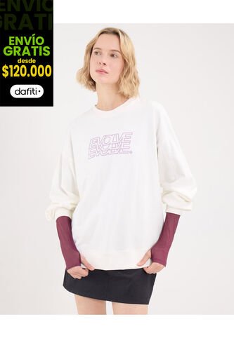 Buzo Para Mujer Cuello Redondo Color Marfil Marca Atmos #31060065 Atmos