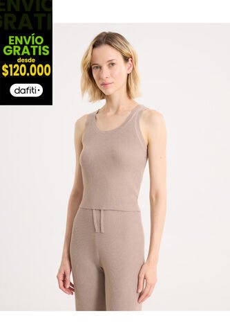 Camiseta Para Mujer Manga Sisa Cuello Redondo Color Café Marca Atmos #31090234 Atmos