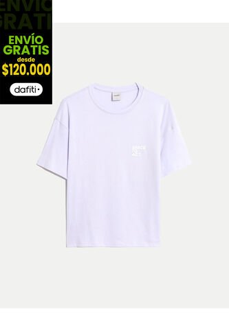 Camiseta Para Mujer Manga Corta Cuello Redondo Color Lila Marca Atmos #31090255 Atmos