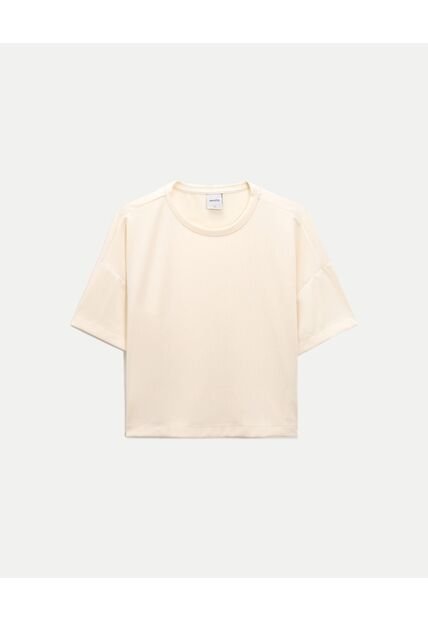 Camiseta Para Mujer Manga Corta Cuello Redondo Color Crema Marca Atmos #31090284