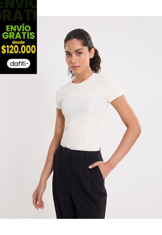 Camiseta Para Mujer Manga Corta Cuello Redondo Color Marfil Marca Atmos #31090257 Atmos