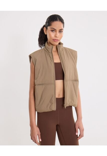 Chaleco Para Mujer Acolchado Color Mocca Marca Atmos #31250009