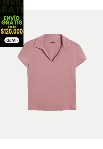 Polo Para Mujer Manga Corta Color Lila Marca Atmos #31110011 Atmos