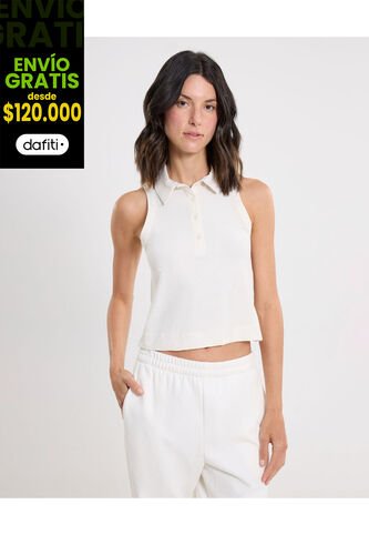 Polo Para Mujer Manga Sisa Color Marfil Marca Atmos #31110009 Atmos