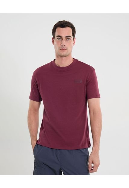 Camiseta Para Hombre Manga Corta Cuello Redondo Color Vino Marca Atmos #32090220