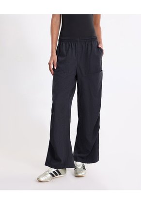 Pantalón Parachute Microcomfort Para Mujer  Deportiva  Color Negro Marca Atmos