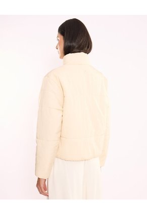 Chaqueta Acolchada Cuello Alto Para Mujer  Deportiva  Color Beige Marca Atmos