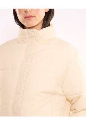 Chaqueta Acolchada Cuello Alto Para Mujer  Deportiva  Color Beige Marca Atmos