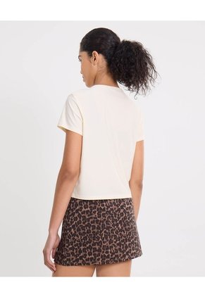 Camiseta Boxy Con Bonding Para Mujer Deportiva Color Beige Marca Atmos