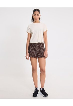 Camiseta Boxy Con Bonding Para Mujer Deportiva Color Beige Marca Atmos