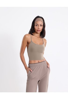 Camiseta Tank Con Top Interno Aerius Skin Para Mujer Deportiva Color Café Marca Atmos