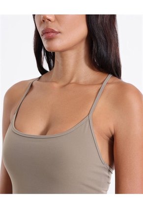 Camiseta Tank Con Top Interno Aerius Skin Para Mujer Deportiva Color Café Marca Atmos