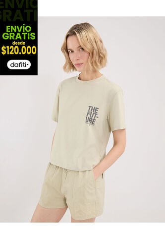 Camiseta Para Mujer Manga Corta Cuello Redondo Color Verde Marca Atmos #31090216 Atmos