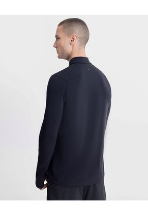 Buzo Cuello Alto Half Zipper Con Bolsillos  Para Hombre Negro Atmos