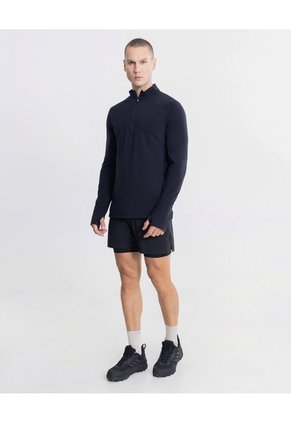 Buzo Cuello Alto Half Zipper Con Bolsillos  Para Hombre Negro Atmos