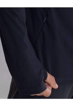Buzo Cuello Alto Half Zipper Con Bolsillos  Para Hombre Negro Atmos